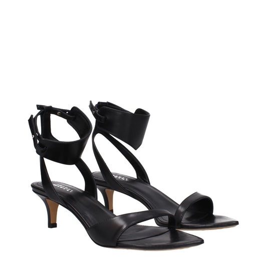 Isabel Marant Schwarze Ledersandalen