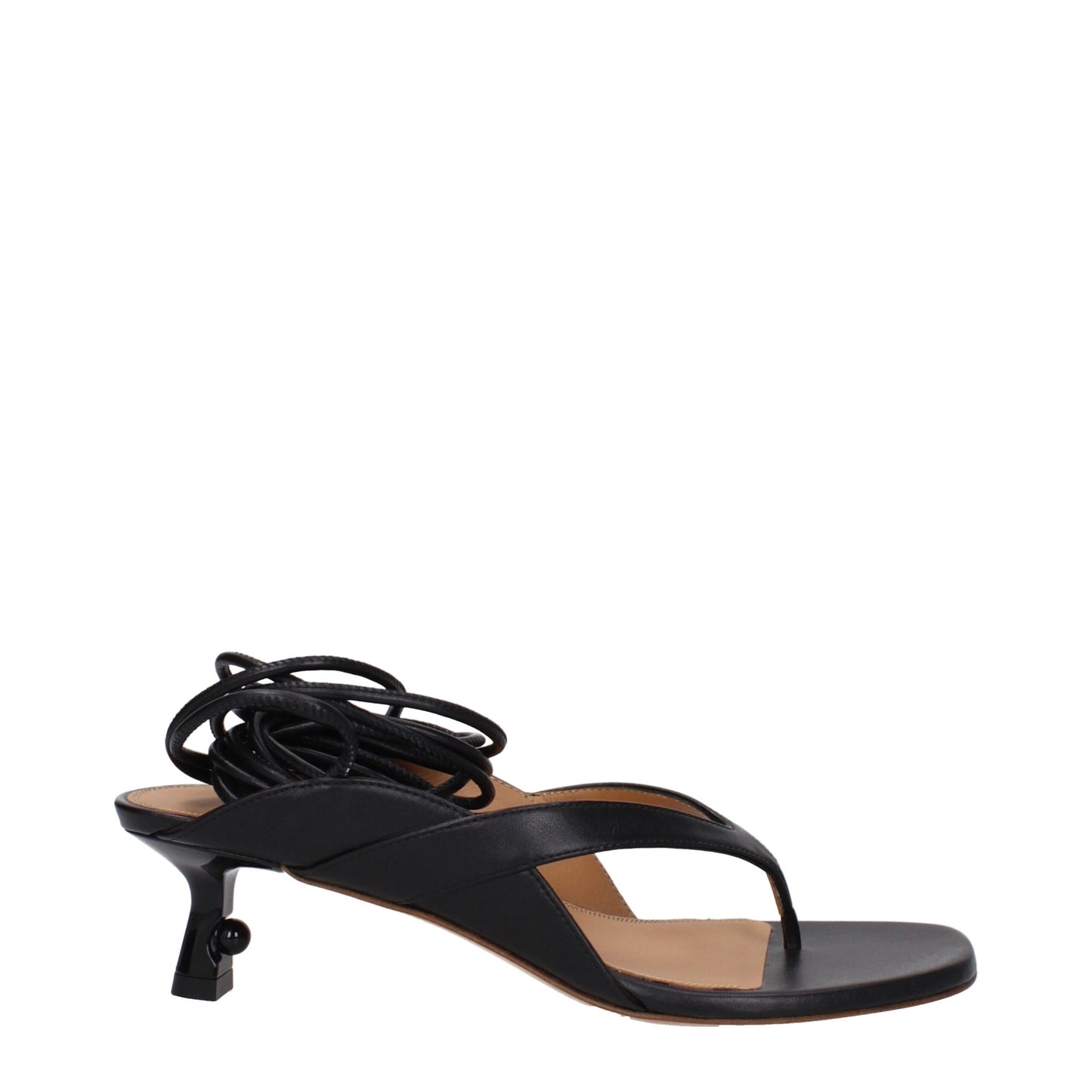 Off-White Schwarze Flip-Flop-Sandalen aus Leder