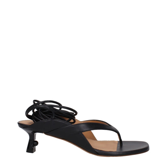 Off-White Schwarze Flip-Flop-Sandalen aus Leder