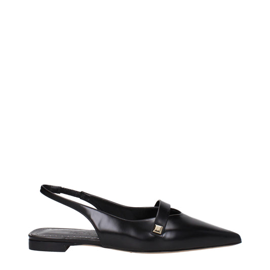 Max Mara Schwarze Leder-Ballett-Flats