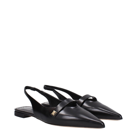Max Mara Schwarze Leder-Ballett-Flats