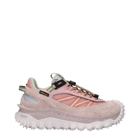 Moncler Rosa Leder Sportliche Turnschuhe