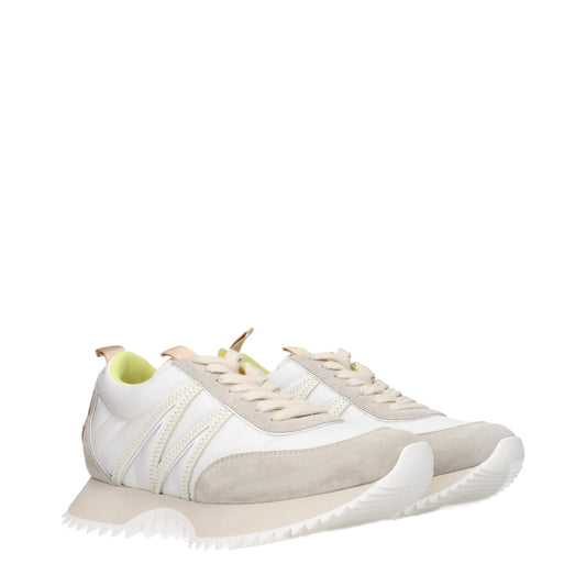 Moncler Beigefarbene Stoff-Sneaker mit niedrigem Schnitt