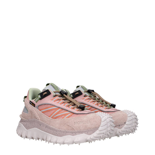 Moncler Rosa Leder Sportliche Turnschuhe