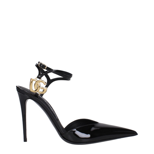 Dolce & Gabbana Schwarze Leder-Stilettosandalen