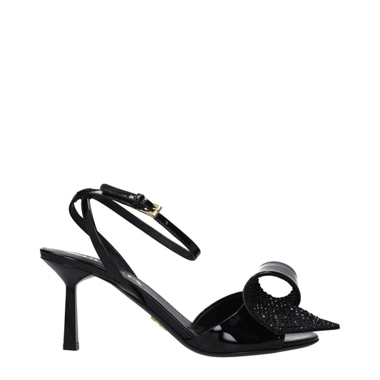 Prada Schwarze Leder-Stilettosandalen