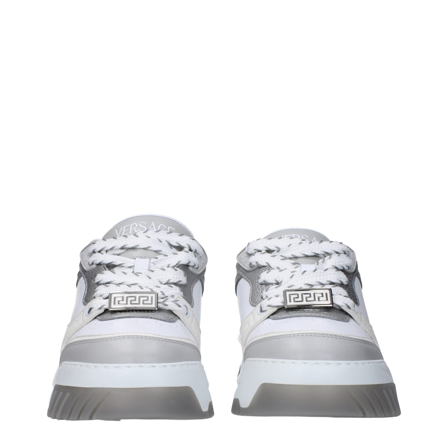 Versace Chunky Sneakers aus weißem Leder
