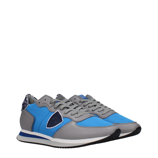 Philippe Model Blaue Stoff-Sneaker mit niedrigem Schaft