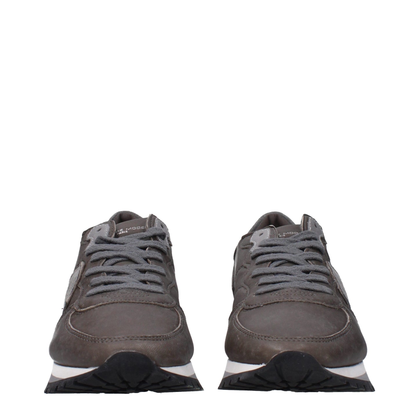 Philippe Model Graue Leder-Sneakers