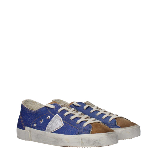 Philippe Model Blaue Leder-Sneaker mit niedrigem Schaft