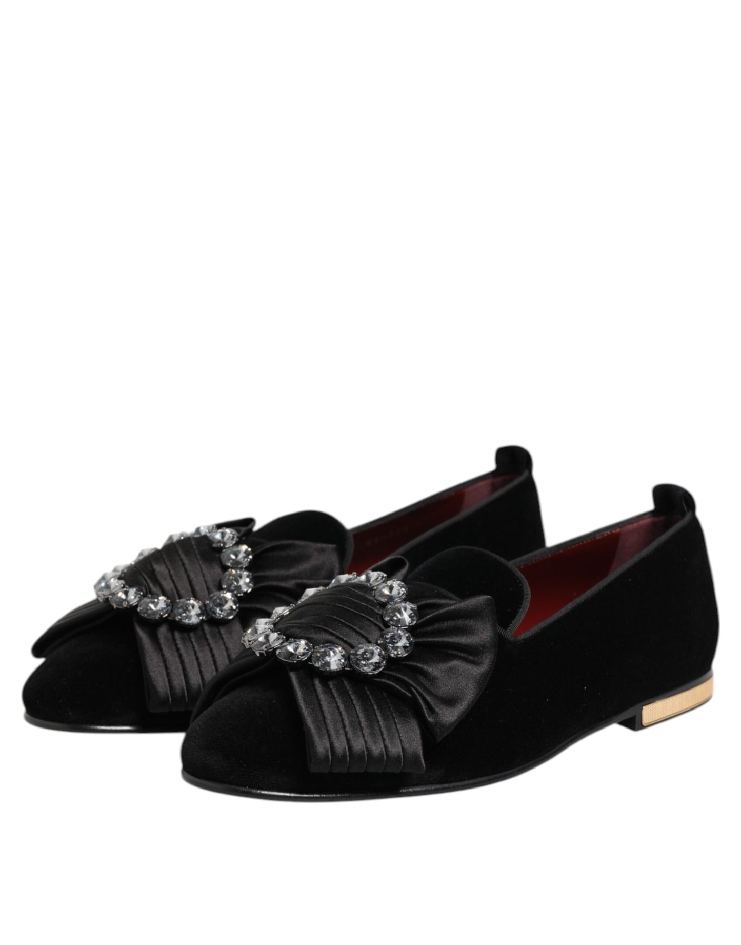 Dolce & Gabbana Schwarze VATICANO Crystal Ribbon Slip On Schuhe