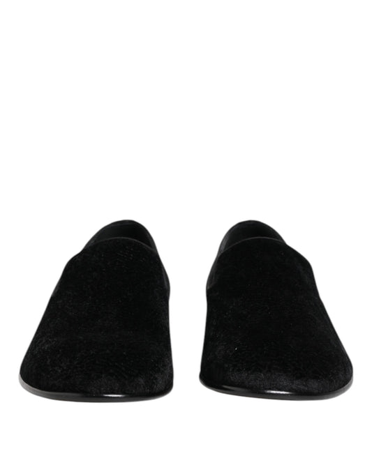 Dolce & Gabbana Schwarz Jacquard Loafers Formal Männer Kleid Schuhe