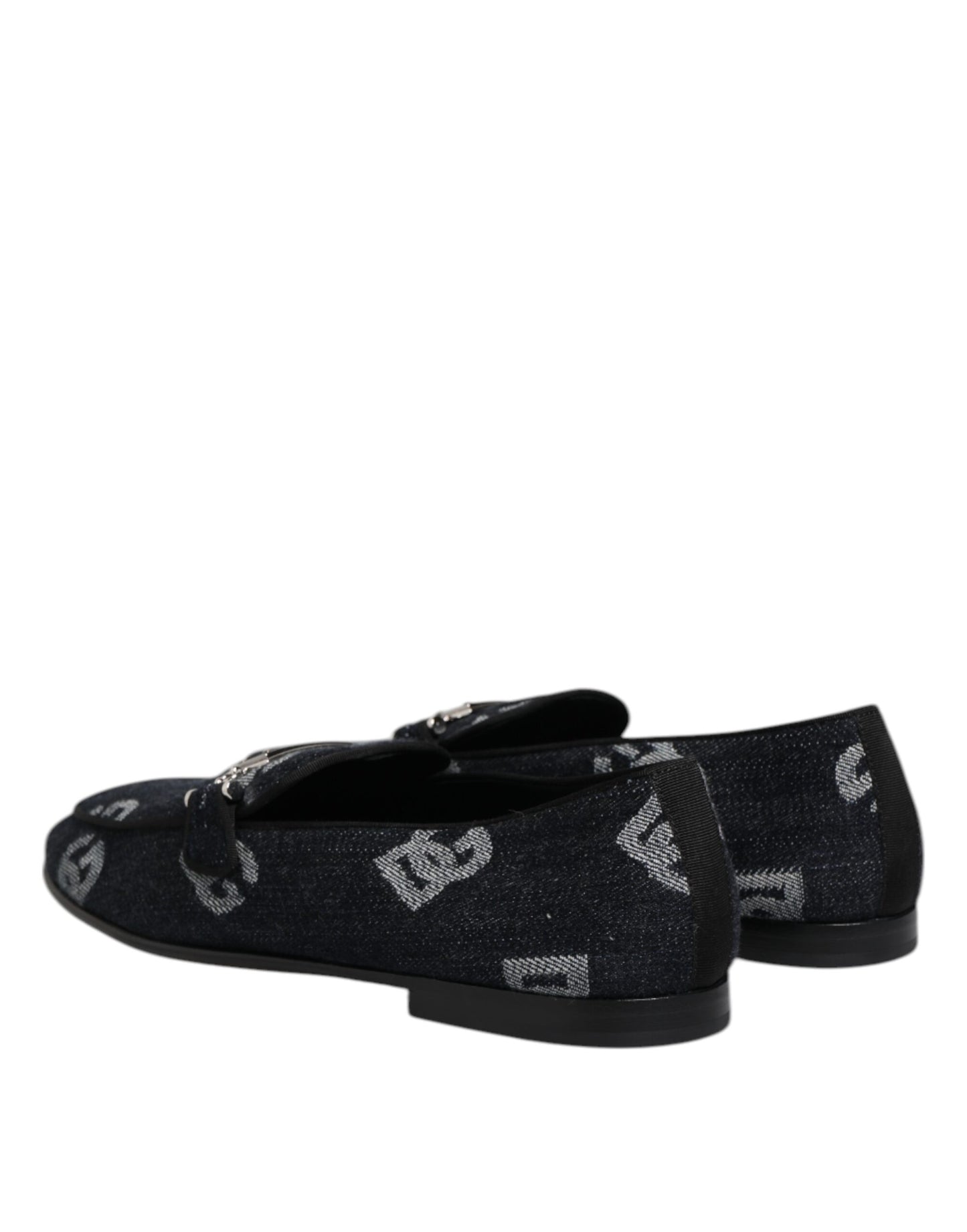 Dolce & Gabbana Blaue Logo-Baumwoll-Loafers Formelle Anzugschuhe
