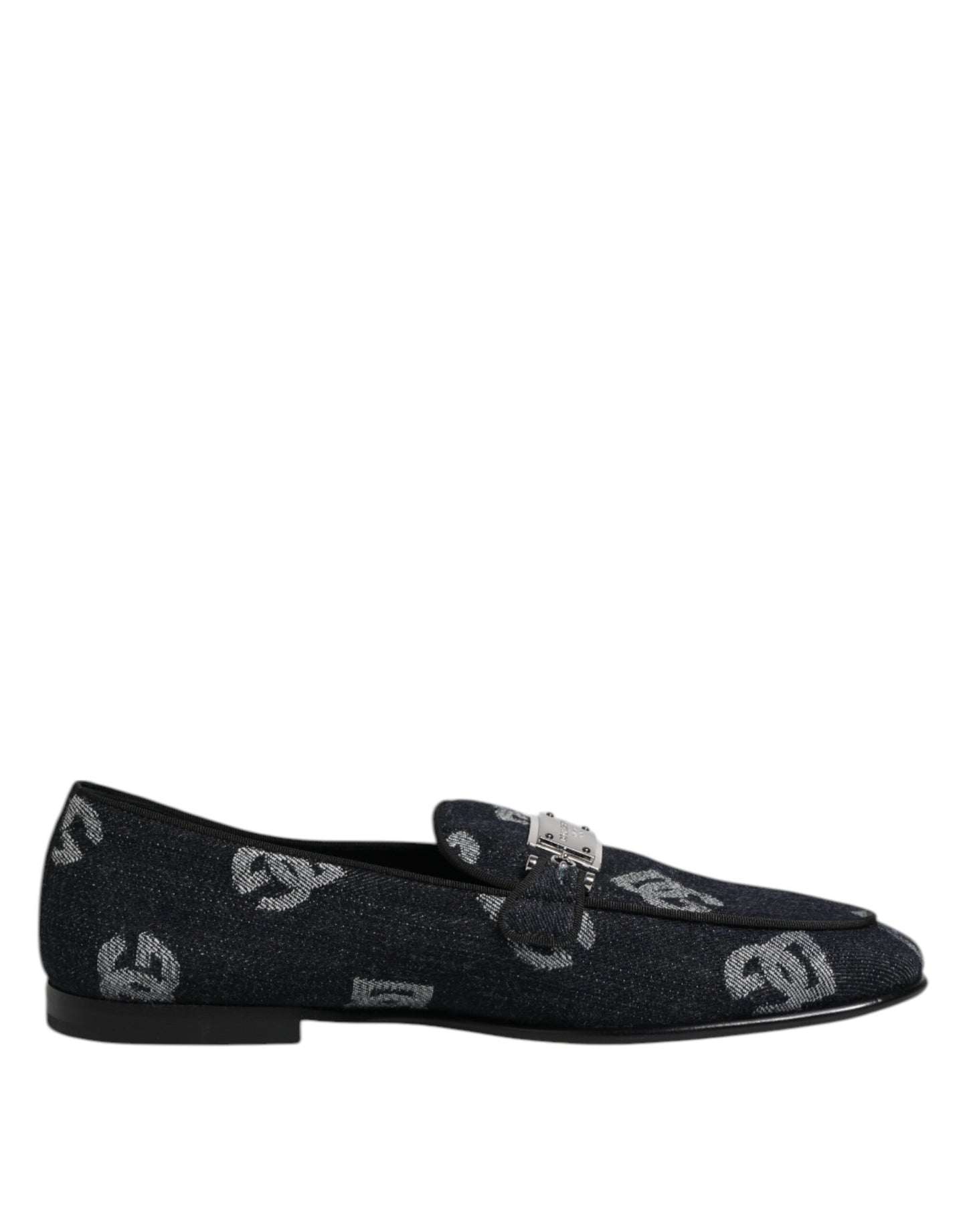 Dolce & Gabbana Blaue Logo-Baumwoll-Loafers Formelle Anzugschuhe