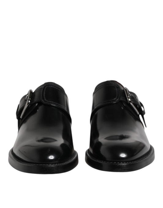 Dolce & Gabbana Schwarzes Leder Monk Strap Derby Formelle Schuhe