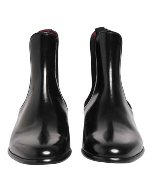 Dolce & Gabbana Schwarz Chelsea Slip On Mid Calf Stiefel Schuhe