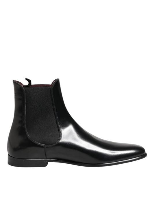 Dolce & Gabbana Schwarz Chelsea Slip On Mid Calf Stiefel Schuhe