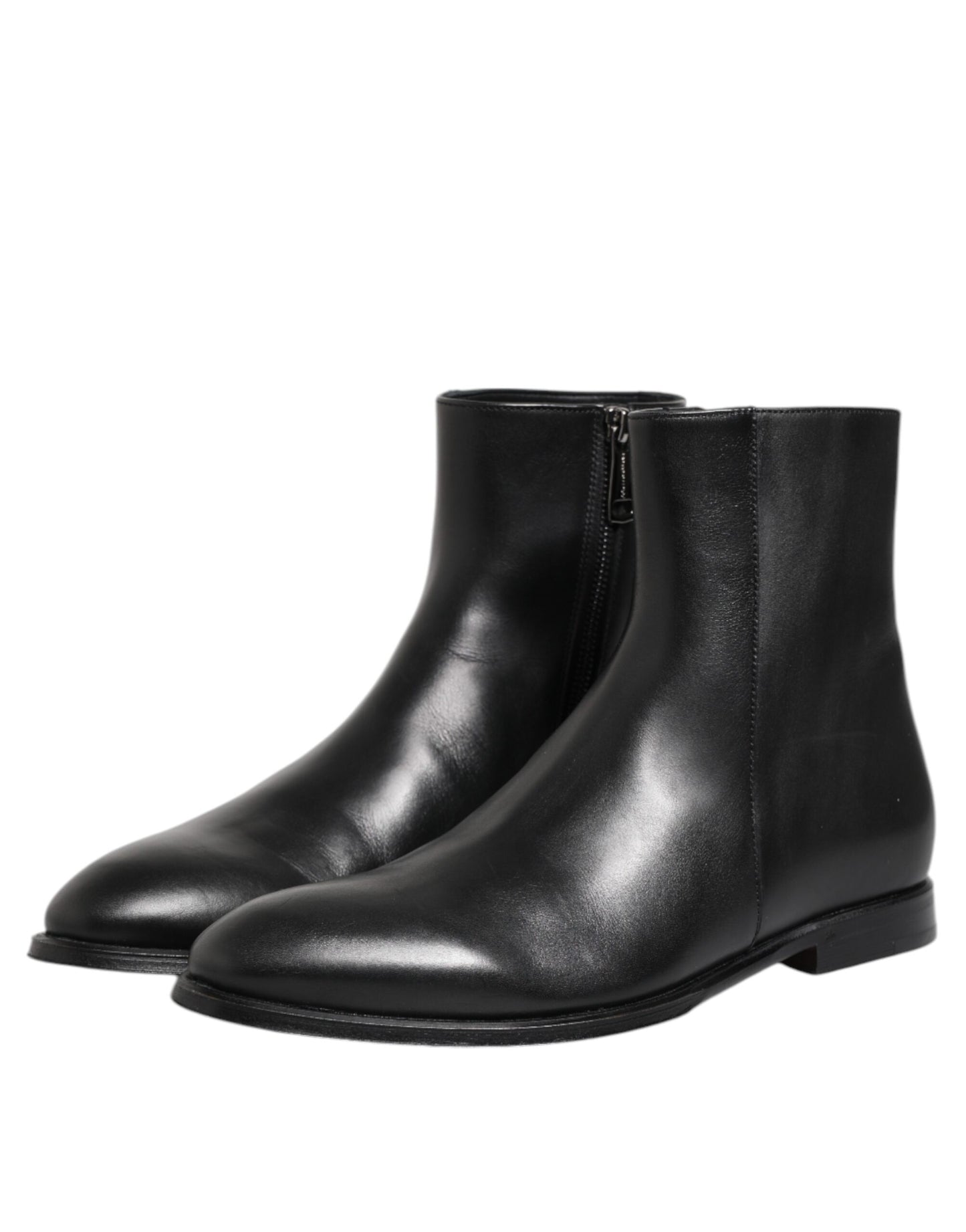 Dolce & Gabbana Schwarz Leder Mid Calf Männer Stiefel Schuhe