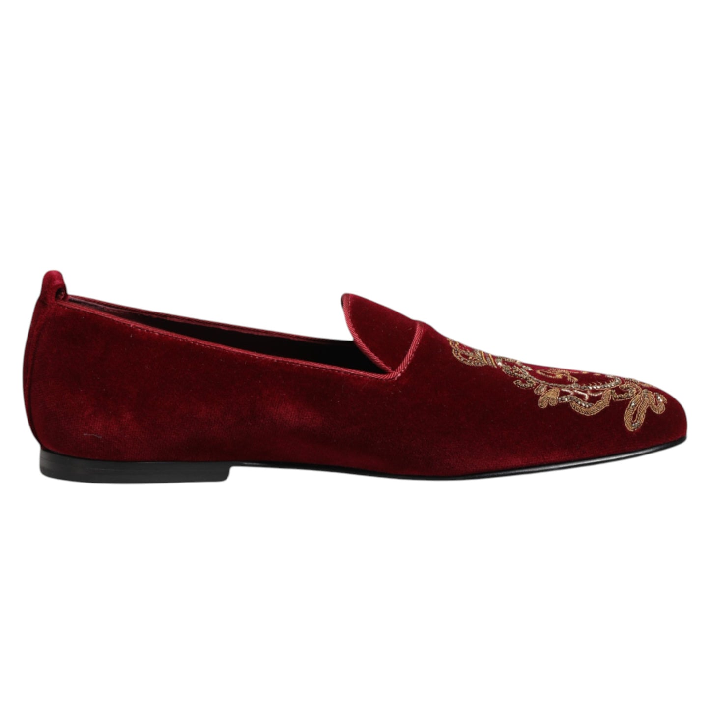 Dolce & Gabbana Red Velvet Gold Crown Herren Loafers Schuhe