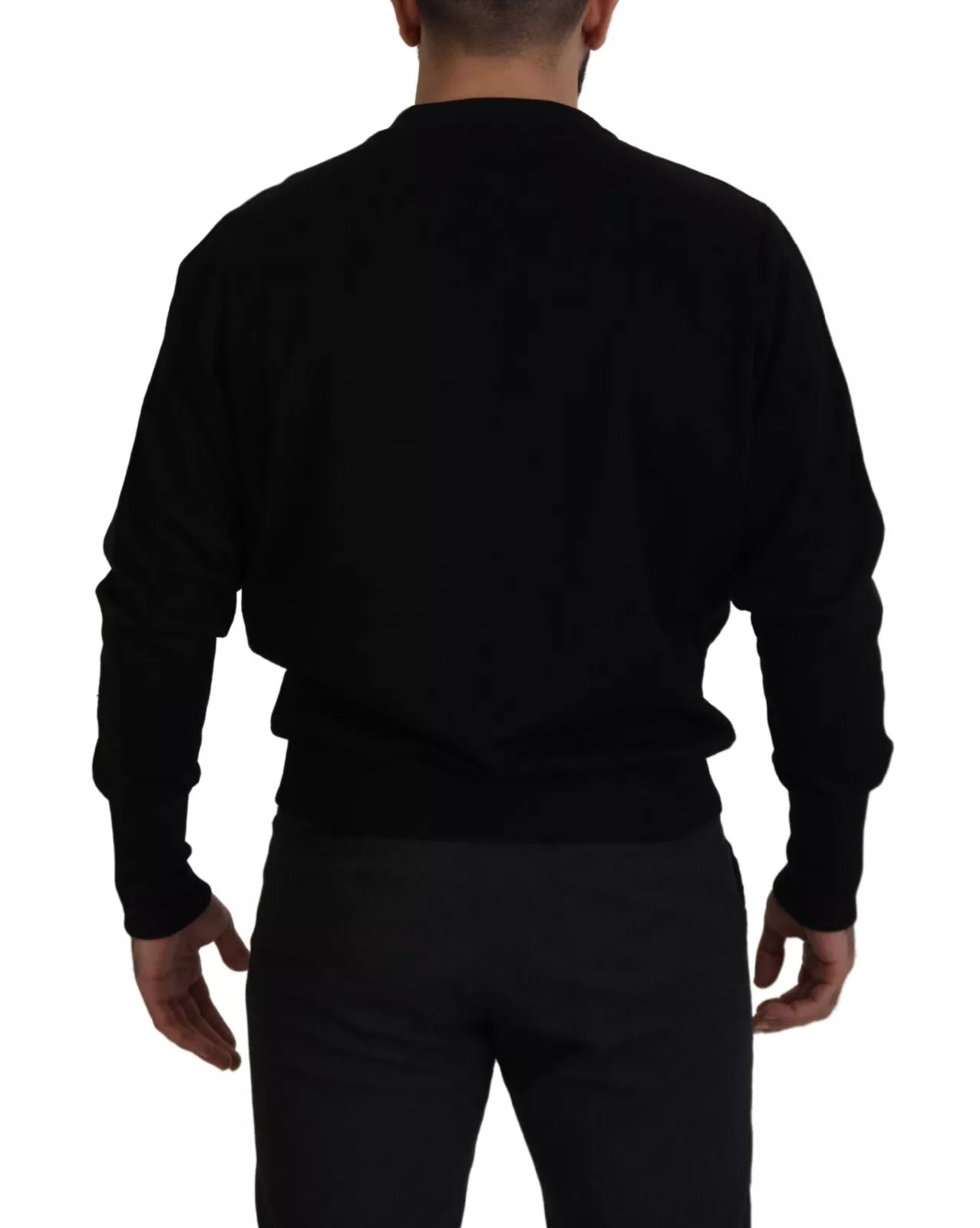 Dolce & Gabbana Schwarzes Baumwoll-Sweatshirt mit Rundhalsausschnitt Pullover