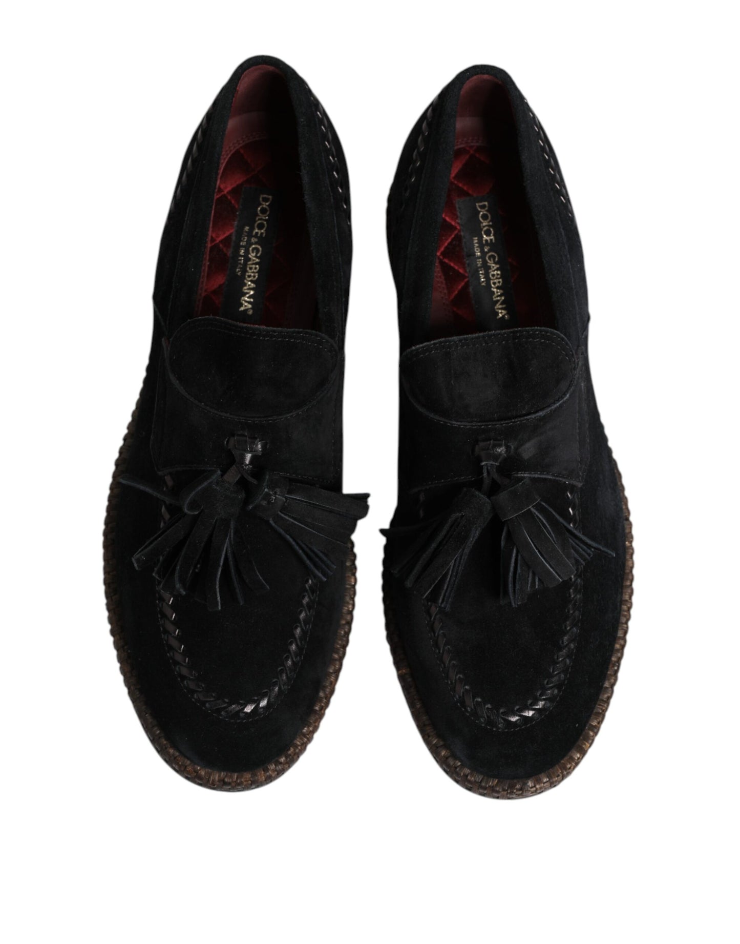 Dolce & Gabbana Schwarz Wildleder Quaste verschönert Loafers Schuhe