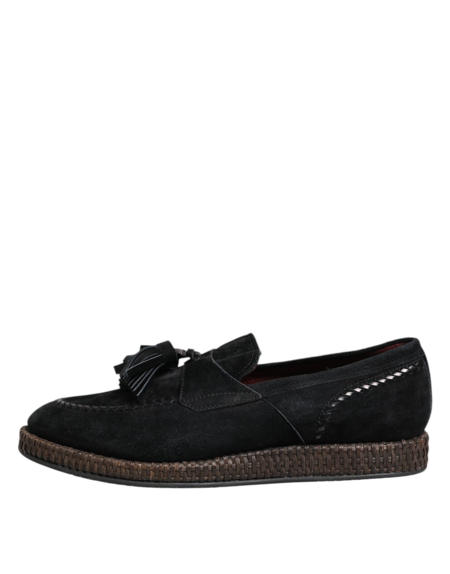 Dolce & Gabbana Schwarz Wildleder Quaste verschönert Loafers Schuhe