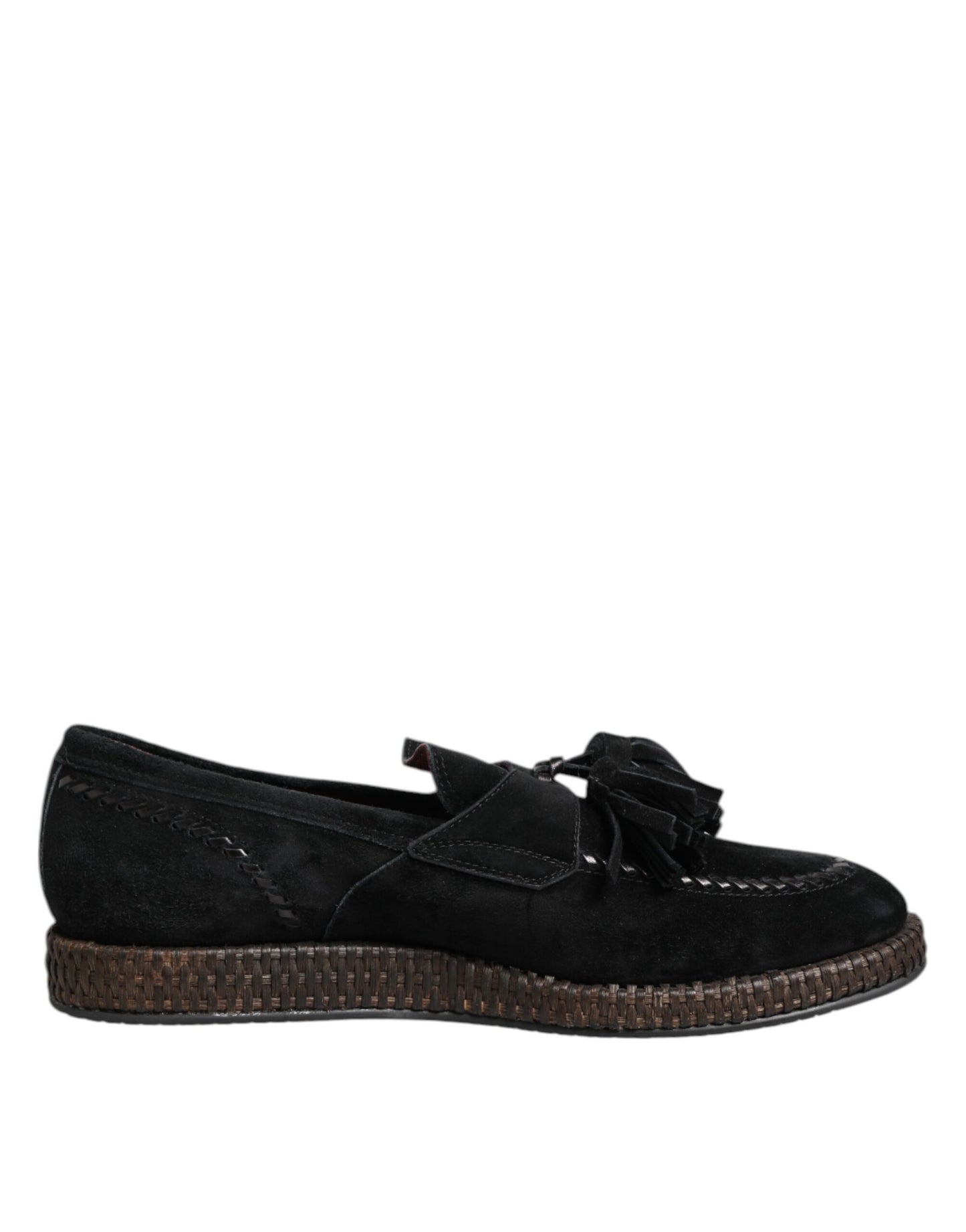 Dolce & Gabbana Schwarz Wildleder Quaste verschönert Loafers Schuhe