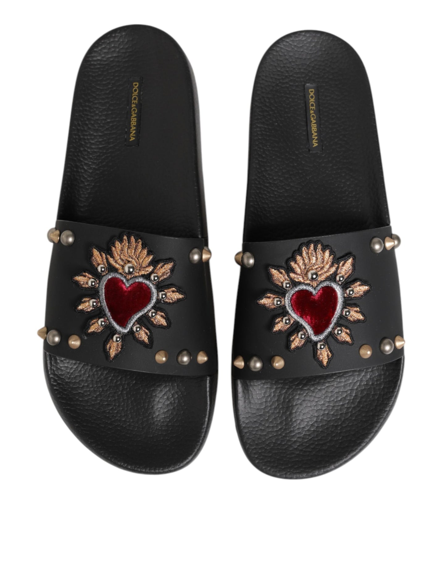 Dolce & Gabbana Schwarzer Gummi Sacred Heart Slides Männer Beachwear Schuhe