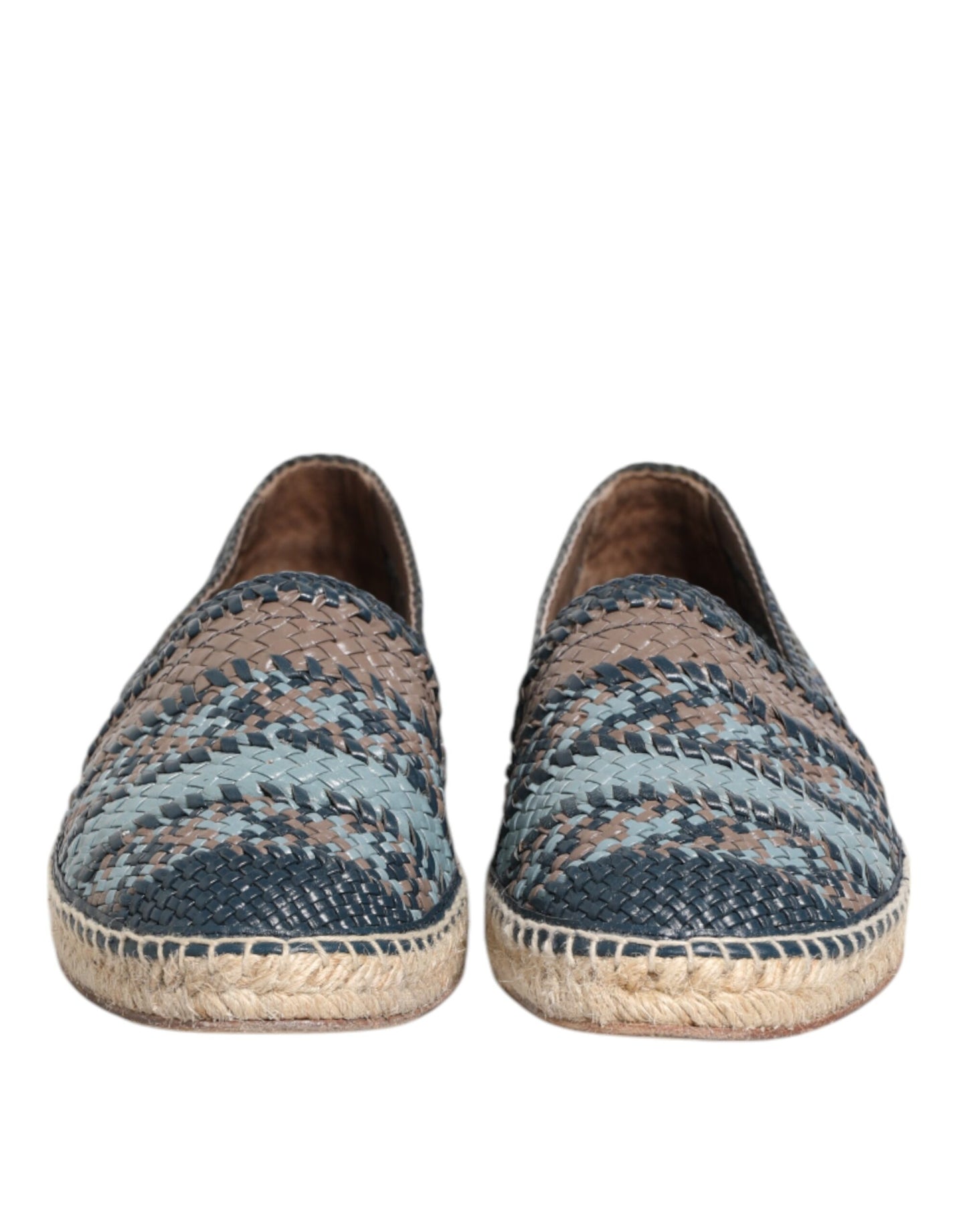 Dolce & Gabbana Blaugraue gewebte Leder Espadrille-Schuhe von Buffalo