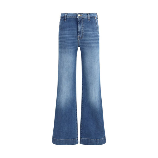 7FOR Ausgestellte Jeans aus blauem Baumwoll-Denim