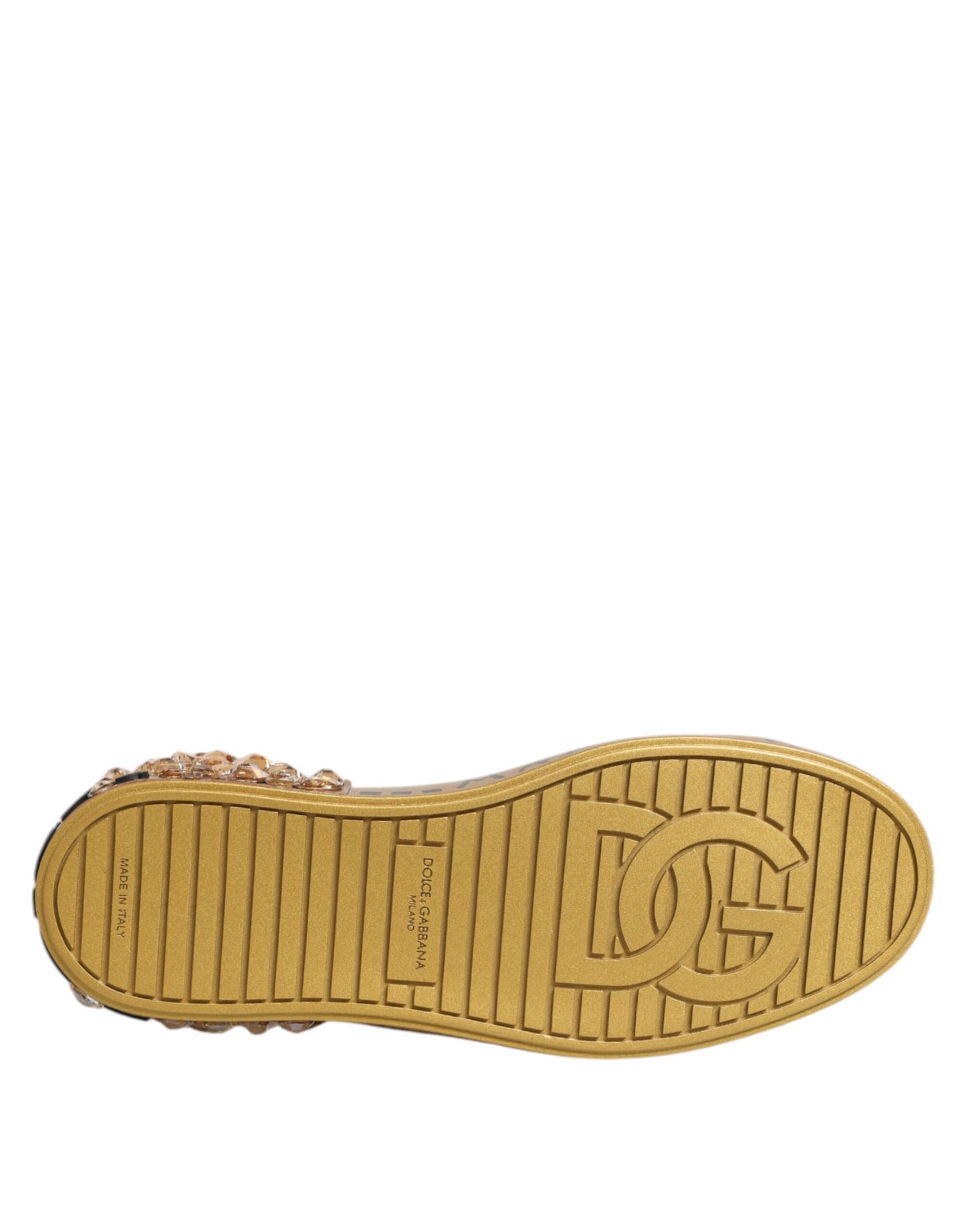 Dolce & Gabbana Weiß Gold Kristall Portofino Turnschuhe Schuhe