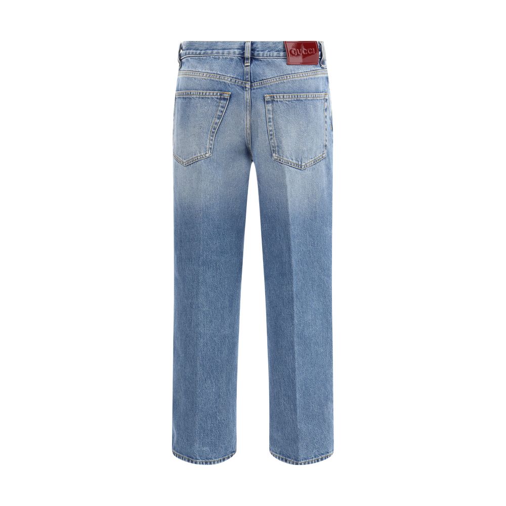 Gucci Hellblaue Baumwoll-Jeans mit geradem Bein