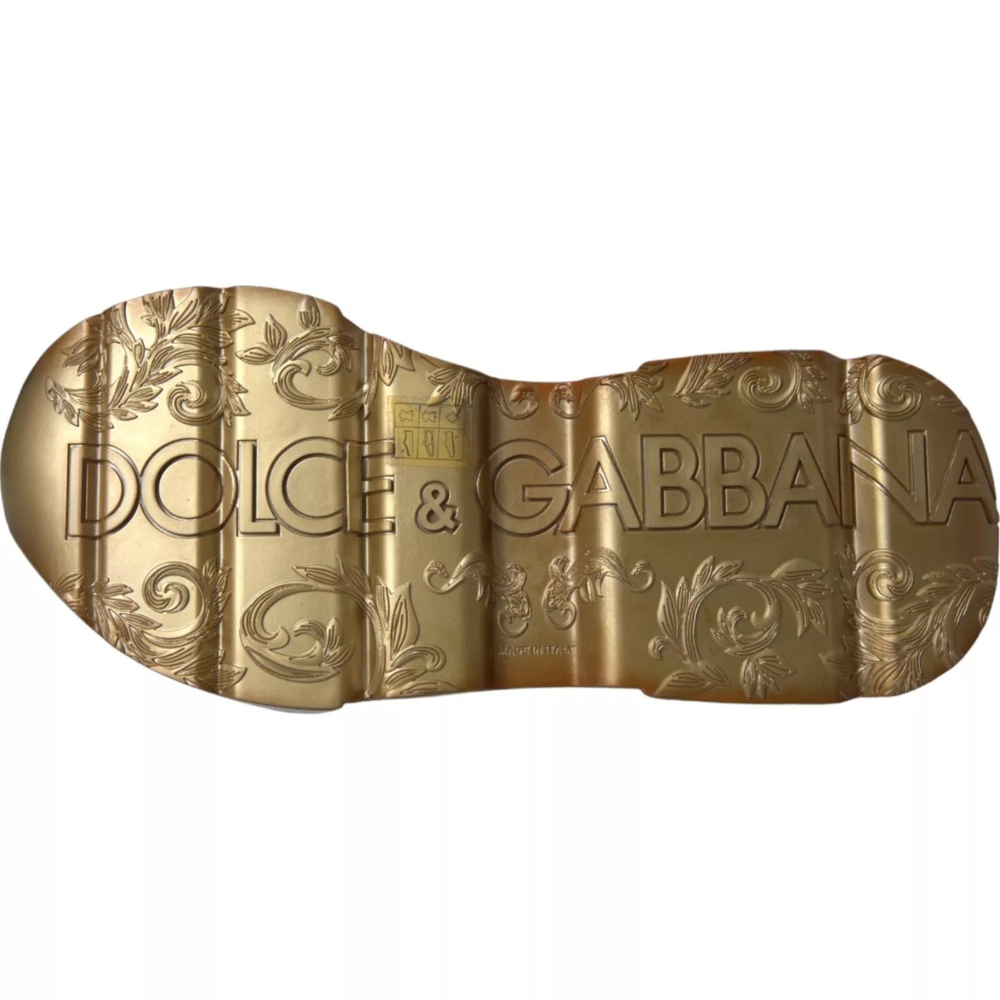 Dolce & Gabbana Weiß Gold DAYMASTER Leder Turnschuhe Herren Schuhe