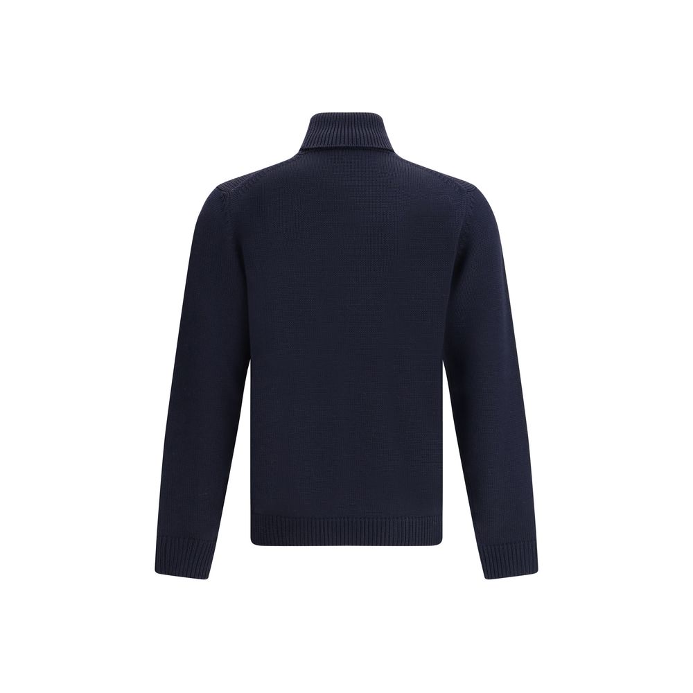Roberto Collina Blauer Rollkragenpullover aus Merinowolle