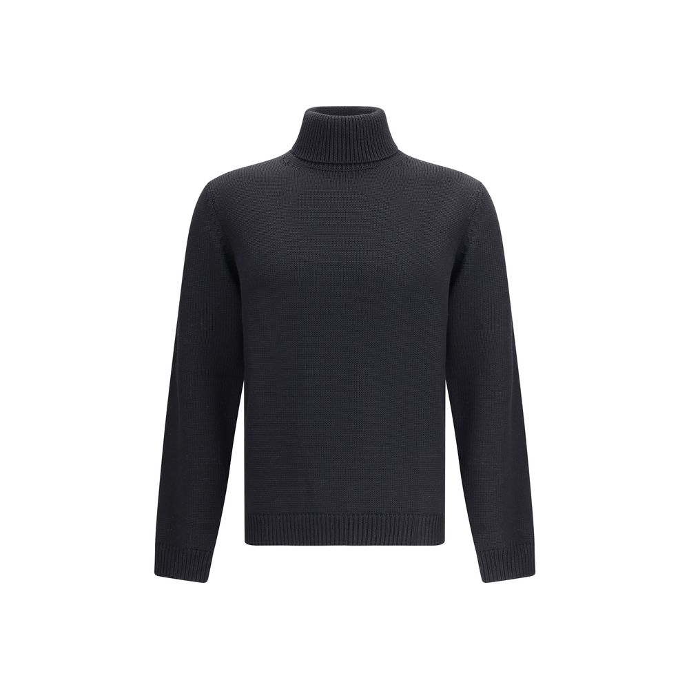 Roberto Collina Schwarzer Rollkragenpullover aus Merinowolle