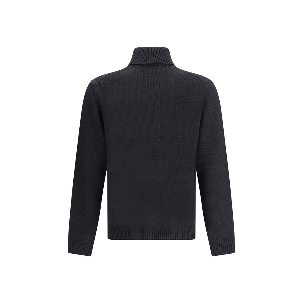 Roberto Collina Schwarzer Rollkragenpullover aus Merinowolle