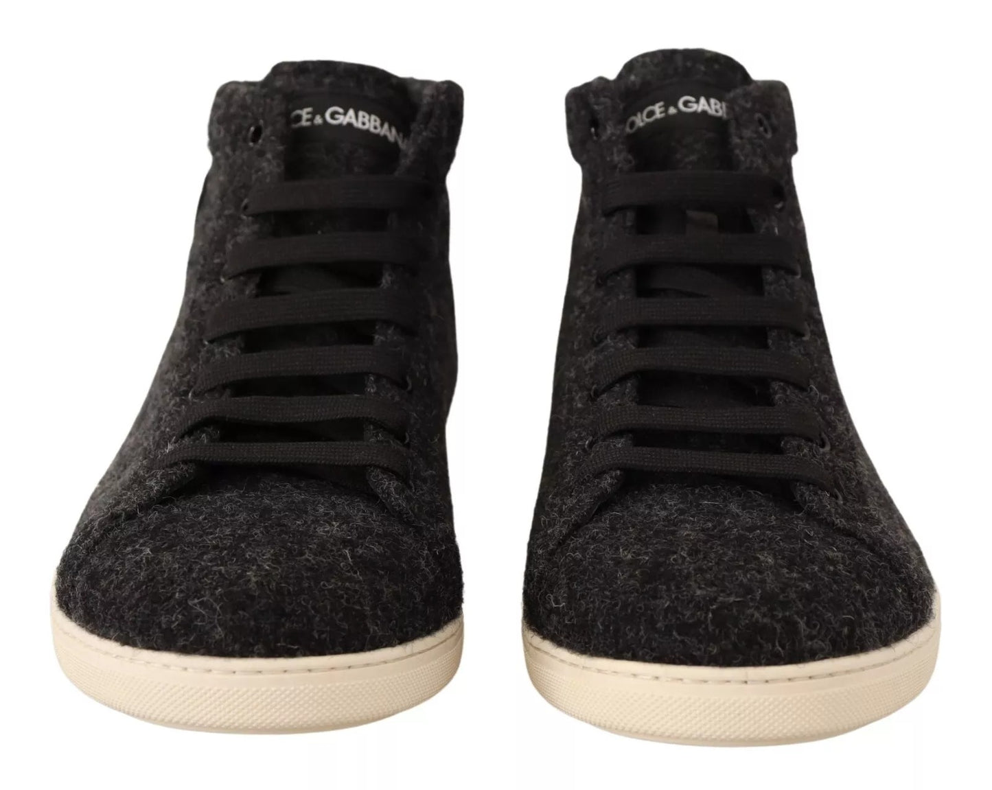 Dolce & Gabbana Graue Wolle Baumwolle Casual High Top Sneakers