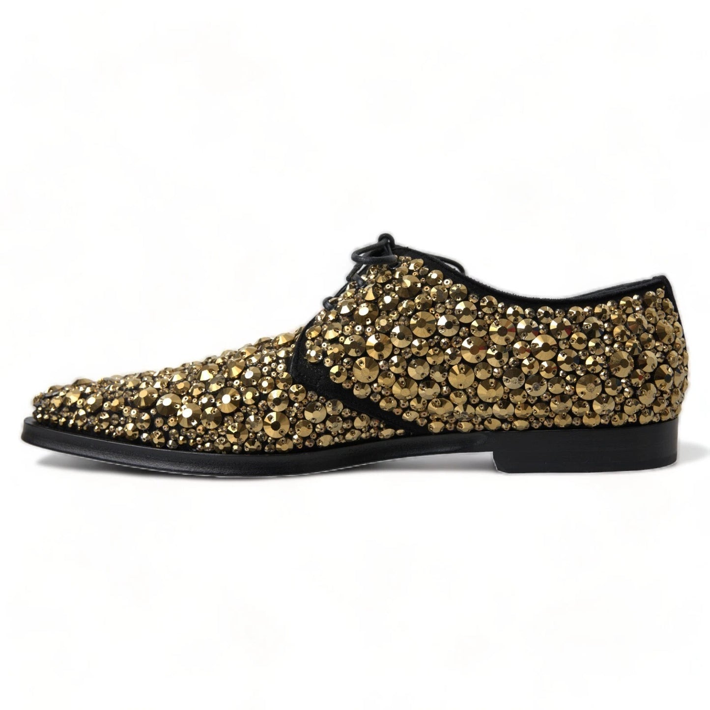 Dolce & Gabbana Schwarz Gold verschönerte Derby Schuhe