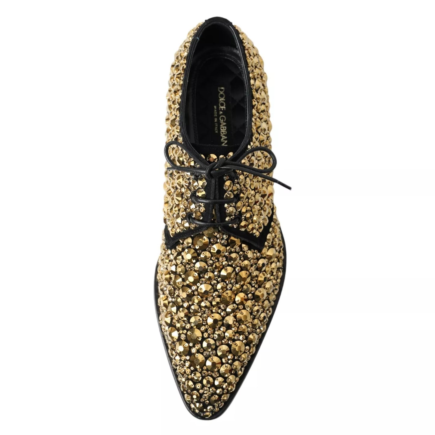 Dolce & Gabbana Schwarz Gold verschönerte Derby Schuhe
