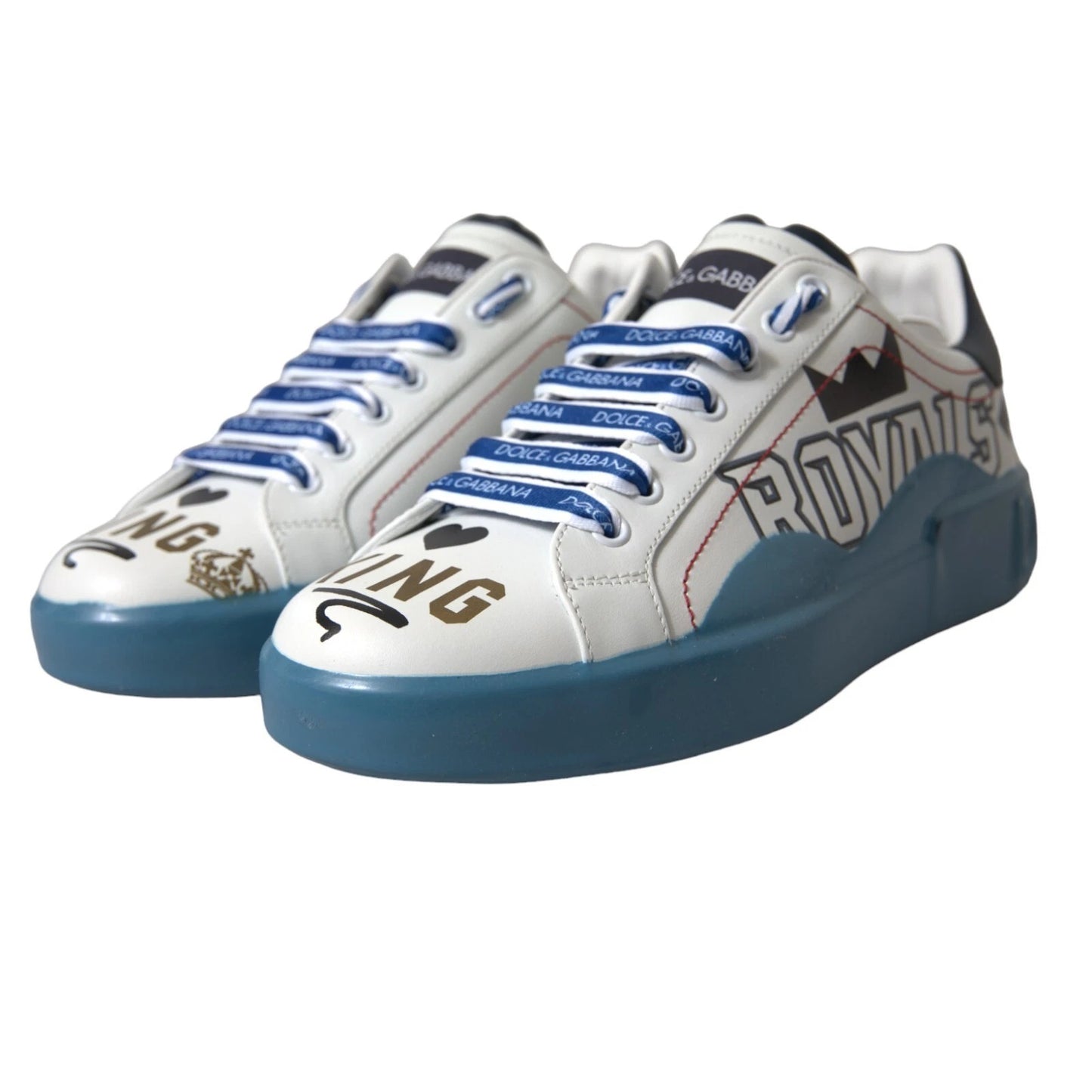 Dolce & Gabbana Blau Weiß Bedruckte Portofino Melt Sneakers