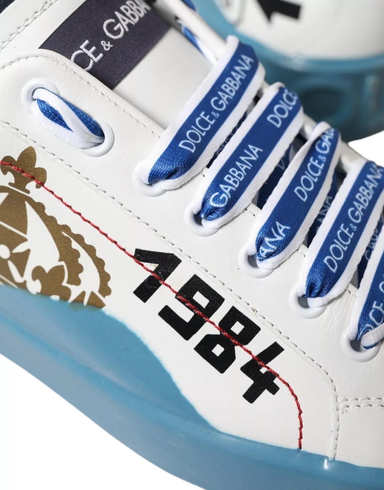 Dolce & Gabbana Blau Weiß Bedruckte Portofino Melt Sneakers