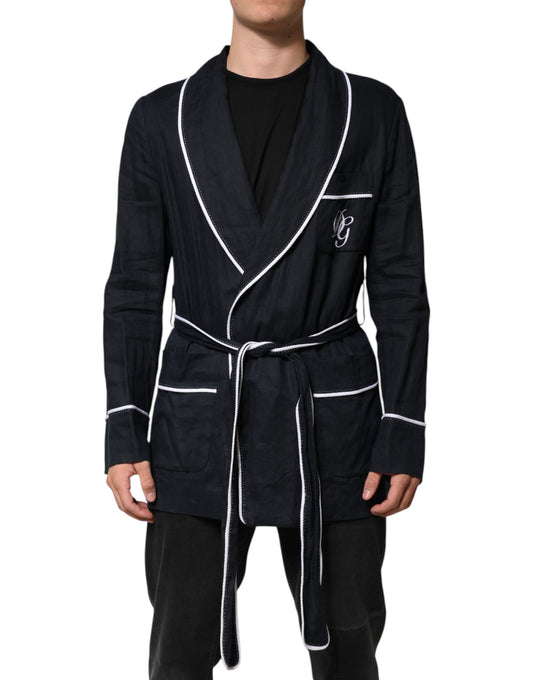 Dolce & Gabbana Dunkelblaue DG-Stickereijacke Robe Blazer