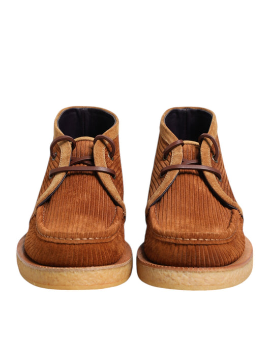 Dolce & Gabbana Braun Wildleder Nubukleder Desert Stiefeletten Schuhe