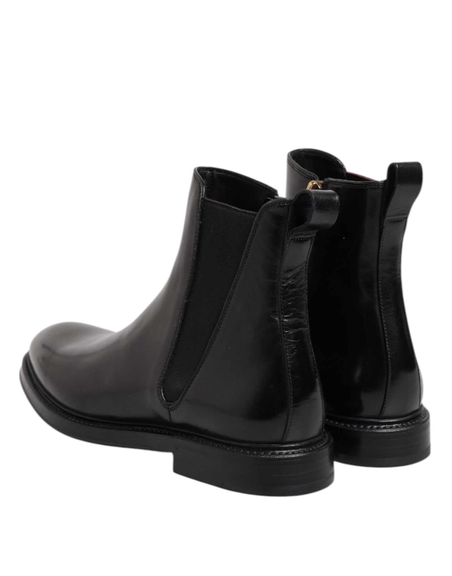 Dolce & Gabbana Schwarz Chelsea Leder Mid Calf Stiefel Schuhe