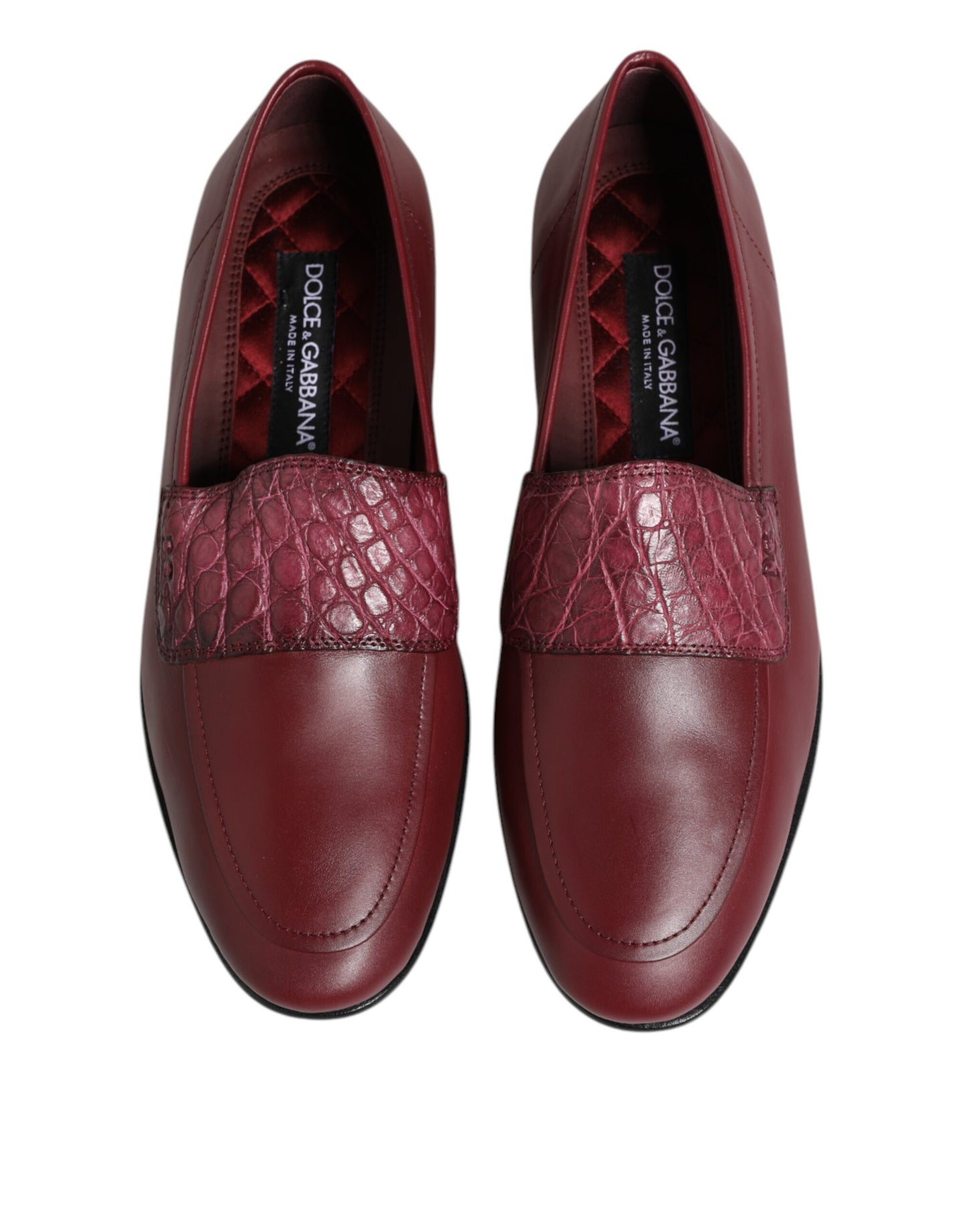 Dolce & Gabbana Burgunder Leder Formal Slip On Schuhe