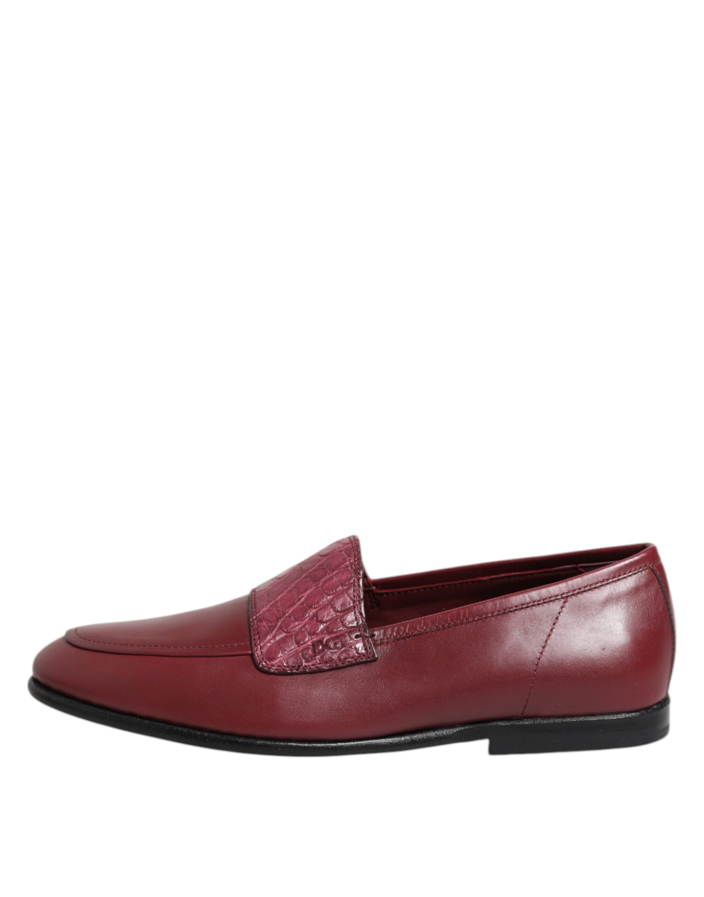 Dolce & Gabbana Burgunder Leder Formal Slip On Schuhe