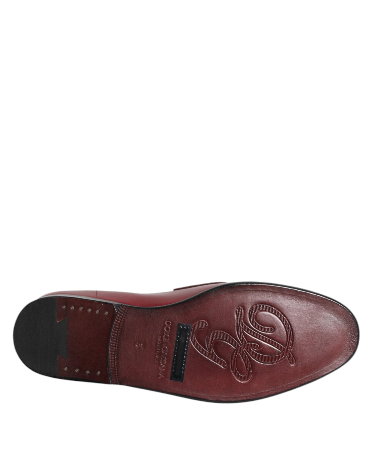 Dolce & Gabbana Burgunder Leder Formal Slip On Schuhe