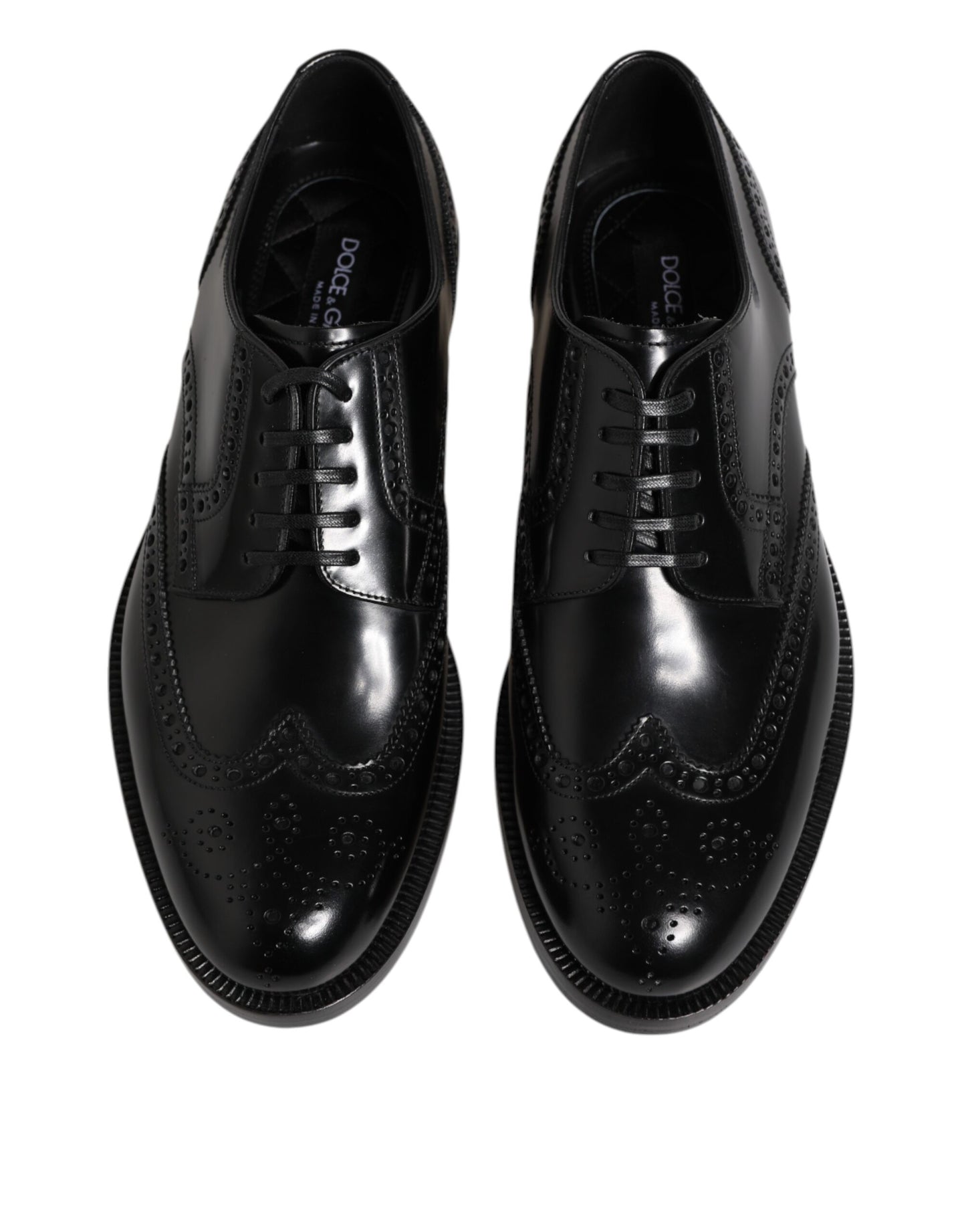 Dolce & Gabbana Schwarzes Leder Derby Wingtip Formelle Schuhe