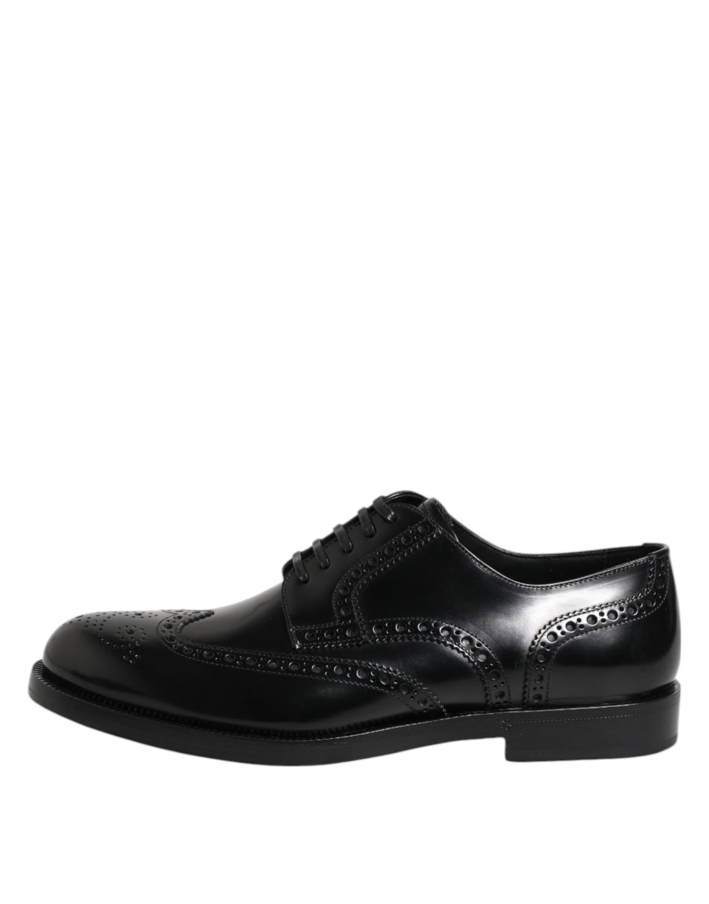 Dolce & Gabbana Schwarzes Leder Derby Wingtip Formelle Schuhe