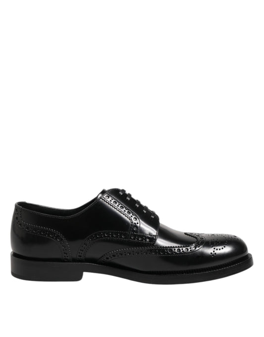 Dolce & Gabbana Schwarzes Leder Derby Wingtip Formelle Schuhe